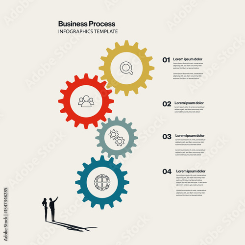 Business Process Timeline Infographic Template with Minimal Illustration. Editable Eps10 Vector.