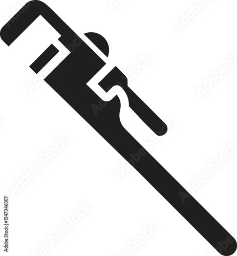 Vintage crossed body shop mechanic spanner repair tool or construction wrench for gas and builder plumbing pipe in monochrome style vector illustration