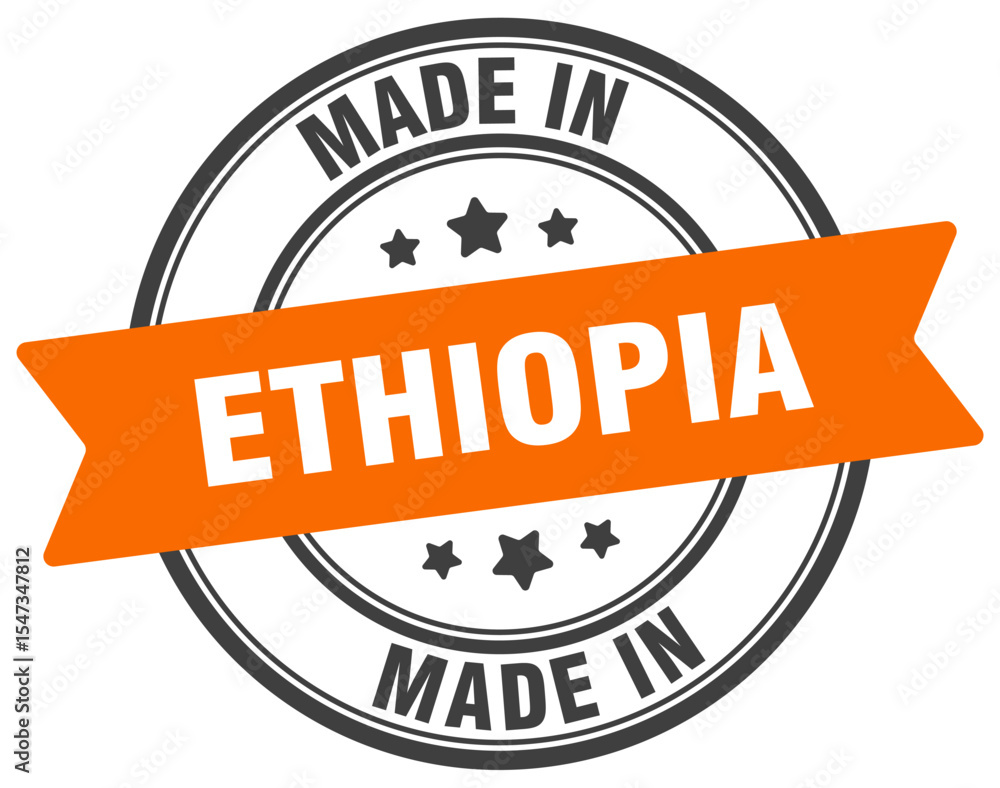 Fototapeta premium Made in Ethiopia round sign. Made in Ethiopia stamp.