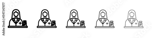Pharmacist icon flat illustration set logo