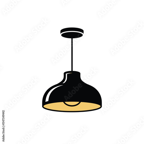 Simple Black Pendant Lamp Icon Illustration