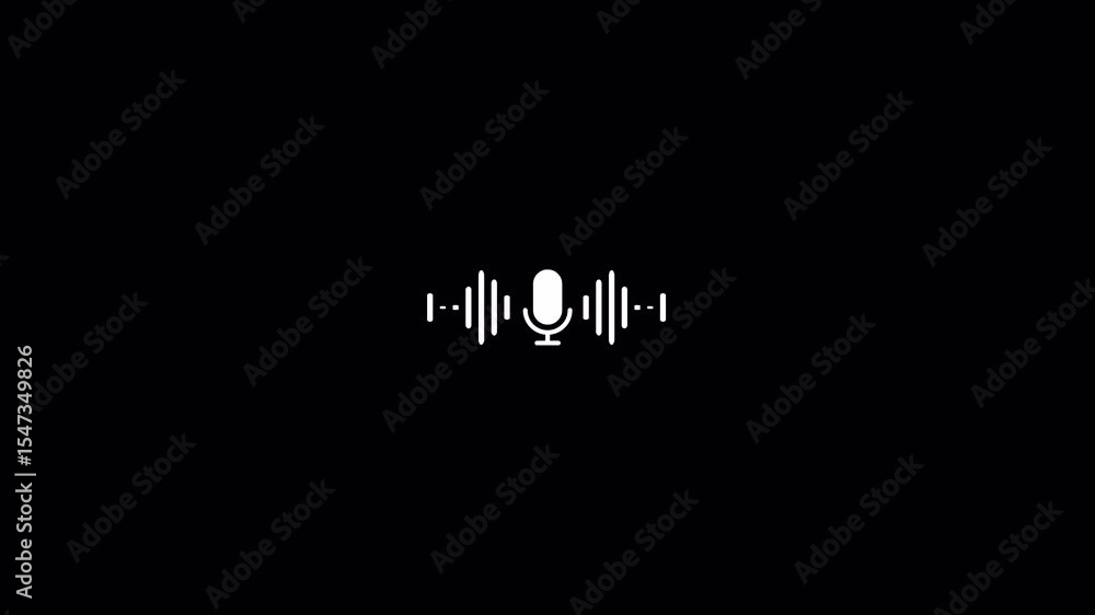 Podcast recording microphone icon with digital sound wave, Podcast recording Audio Icon with Microphone and waveform equalizer with alpha channel.