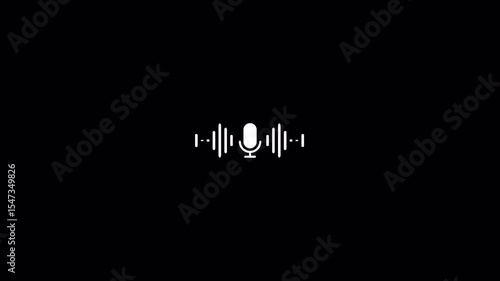 Podcast recording microphone icon with digital sound wave, Podcast recording Audio Icon with Microphone and waveform equalizer with alpha channel.
