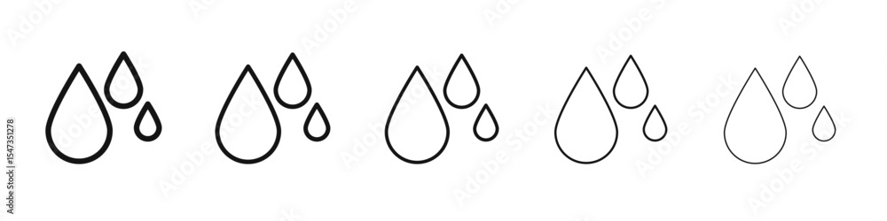 Raindrops icon flat illustration set logo Raindrops icon flat illustration set logo