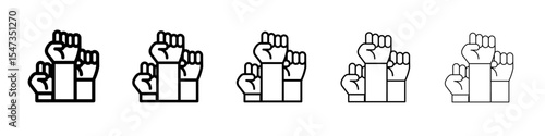 raised fists icon flat illustration set logo