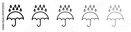 Rainy weather icon flat illustration set logo