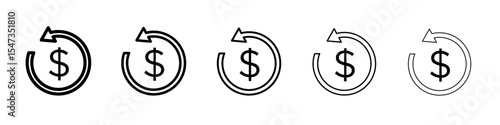 refund money icon flat illustration set logo