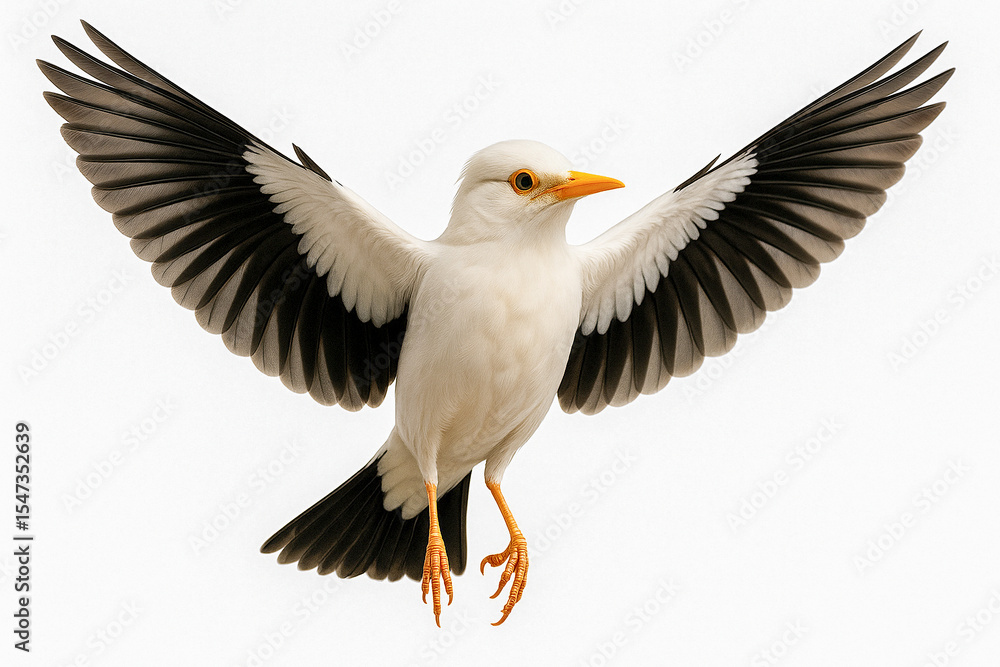 Obraz premium White Starling Bird in Flight