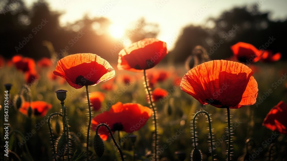 Obraz premium Vibrant Red Poppies in Honor of Remembrance Day, Symbol Memory and day poppy. poppies