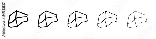 Rock stone crystal icon flat illustration set logo