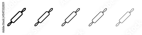 rolling pin icon flat illustration set logo