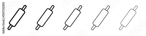 rolling pin icon flat illustration set logo