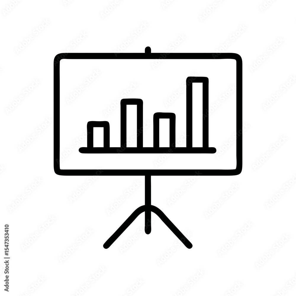 Presentation Board with Bar Chart Icon – Business Growth Data Line Art Symbol Presentation Board with Bar Chart Icon – Business Growth Data Line Art Symbol