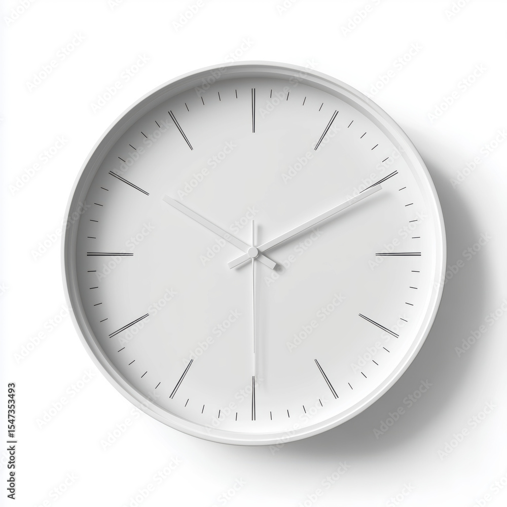 Modern Minimalist White Wall Clock , isolated on white background png Modern Minimalist White Wall Clock , isolated on white background png