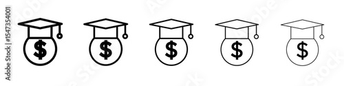 Scholarship icon flat illustration set logo