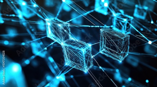 Abstract network of connected cubes