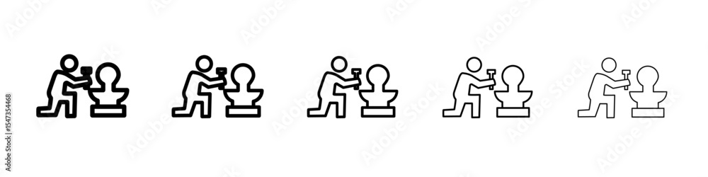 Sculptor icon flat illustration set logo Sculptor icon flat illustration set logo