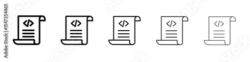 Script icon flat illustration set logo