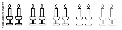 Shabbat candles icon flat illustration set logo