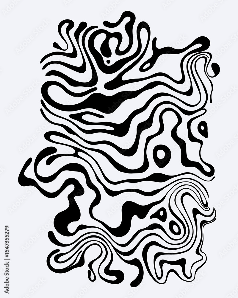 Abstract black and white monochrome liquid acid poster pattern wave background layout banner copy space illustration textile print art Abstract black and white monochrome liquid acid poster pattern wave background layout banner copy space illustration textile print art