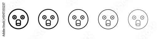 Shocked face icon flat illustration set logo