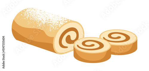 Delicious Swiss Roll Cake Slices with Caramel Filling