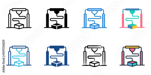 3D Printing icon set multiple style collection 
