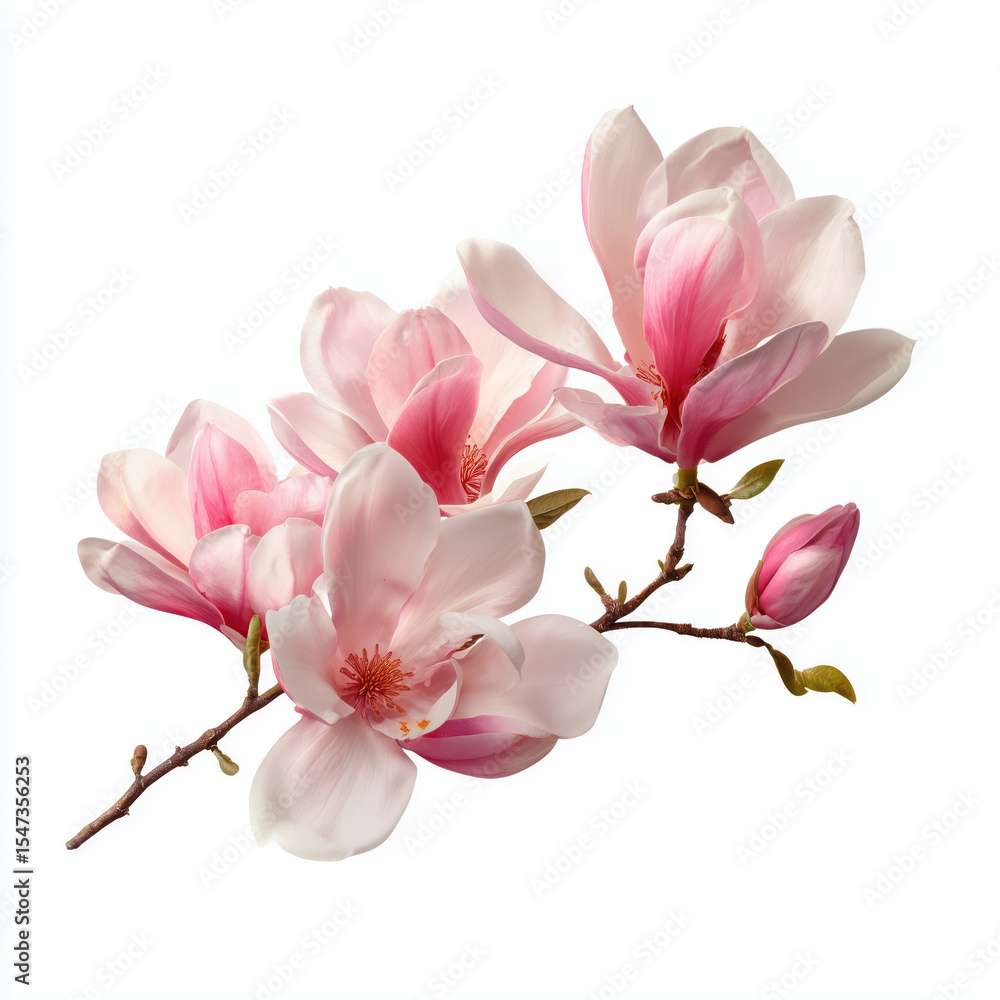 Obraz premium Delicate Pink Magnolia Blossom , isolated on white background png