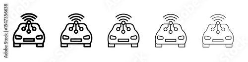 Smart car icon flat illustration set logo