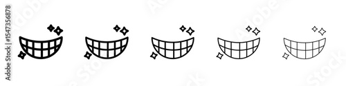 smile with teeth icon flat illustration set logo
