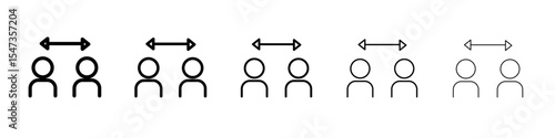 Social distancing icon flat illustration set logo