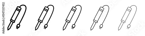 Soldering iron icon flat illustration set logo