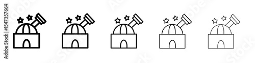 Space observatory icon flat illustration set logo