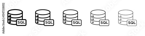 SQL server icon flat illustration set logo