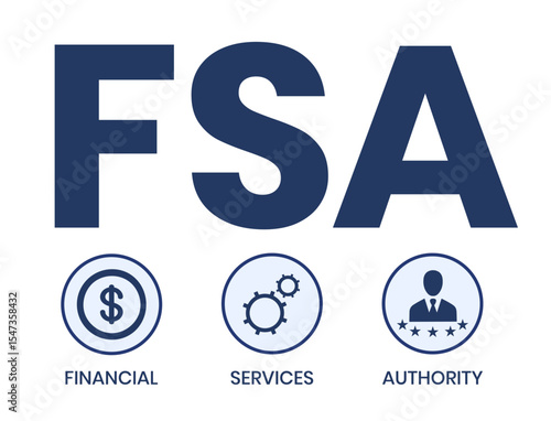 FSA - Financial Services Authority acronym, business concept. Vector infographic illustration for presentations, sites, reports, banners