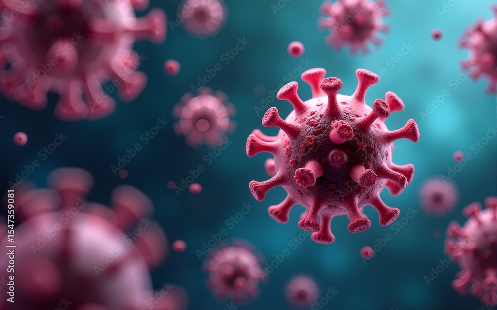 A virus under a microscope. Antibodies and viral infections. Immune defense in the body. 3D illustration of how antigens attack the body. High quality A virus under a microscope. Antibodies and viral infections. Immune defense in the body. 3D illustration of how antigens attack the body. High quality