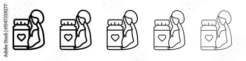 Supplements for pregnant women icon flat illustration set logo