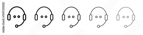 Support headset icon flat illustration set logo