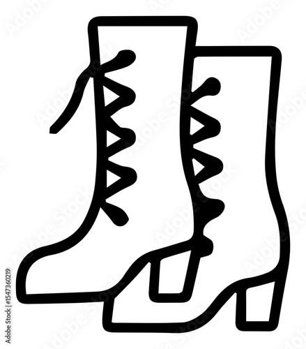 Charming outline illustration of fashionable lace up ankle boots