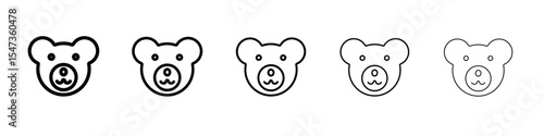 Teddy bear icon flat illustration set logo