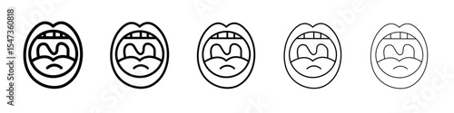 Throat oral mouth icon flat illustration set logo