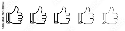 Thumbs Up icon flat illustration set logo