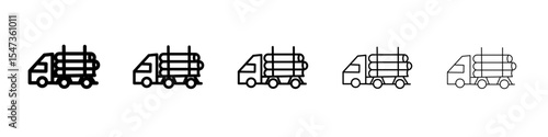 Timber truck icon flat illustration set logo