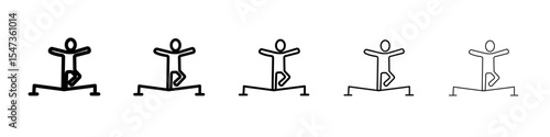 Tightrope walker icon flat illustration set logo