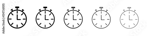 time clock watch icon flat illustration set logo