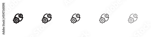 Time management icon flat illustration set logo