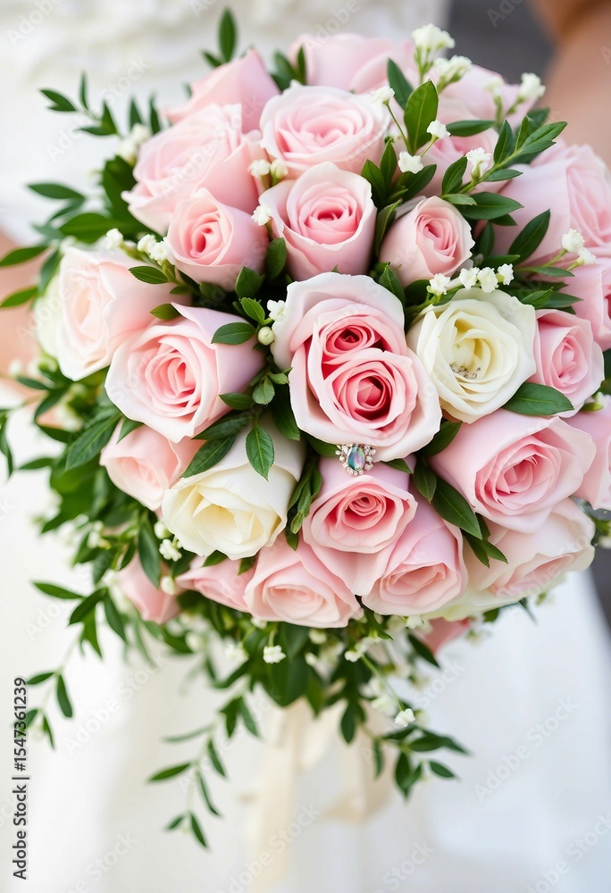 A beautiful arrangement of pink and white roses accented with lush green leaves, ideal for wedding themes or floral designs, symbolizing romantic feelings and joy in celebrations.
A beautiful arrangement of pink and white roses accented with lush green leaves, ideal for wedding themes or floral designs, symbolizing romantic feelings and joy in celebrations.