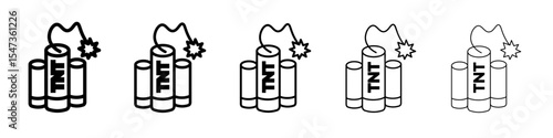 TNT dynamite icon flat illustration set logo