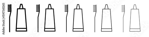 tooth brush icon flat illustration set logo