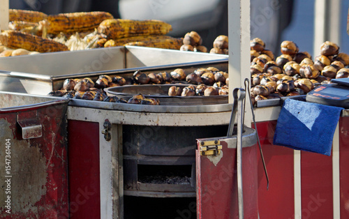 Photography roasted chestnuts in the streets of istanbul